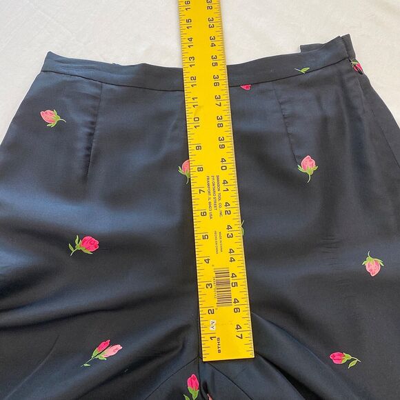 Talbots Silk Ankle Pants Floral Roses Lined Black Womens 8 Bloomcore - Picture 9 of 10